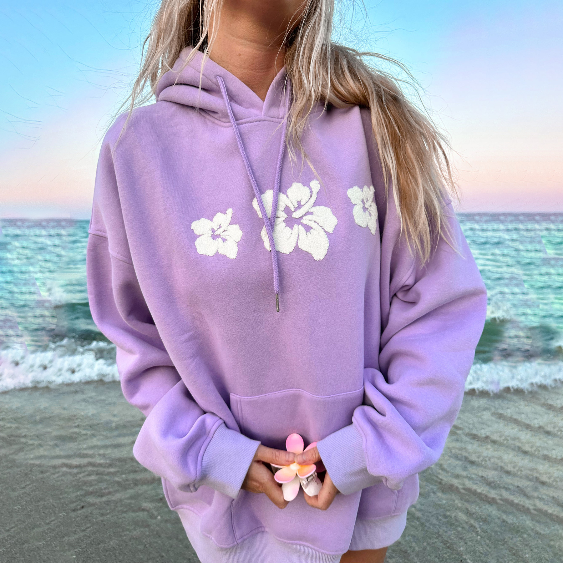 HIBISCUS FLOWER TOWEL EMBROIDER HOODIE